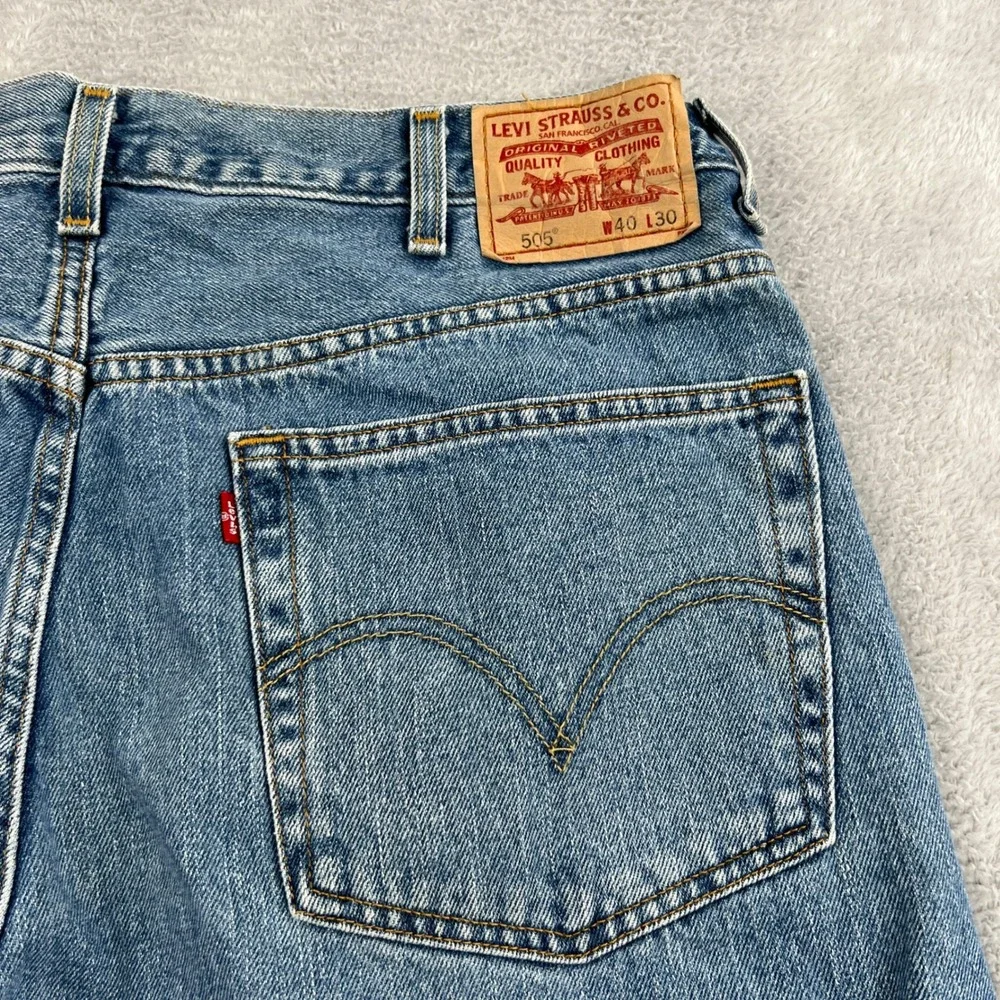 Vtg Levi's 505 Regular Fit Jeans 40x30 Blue Y2K Straight Leg Denim 100% Cotton